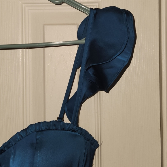 Altar'd State Small Blue Corset Satin Tiered Mini Melney Dress - Picture 4 of 17